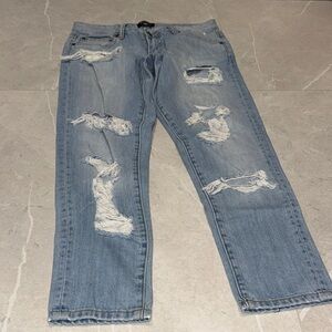 Bardot Light Blue Distressed Straight Jeans